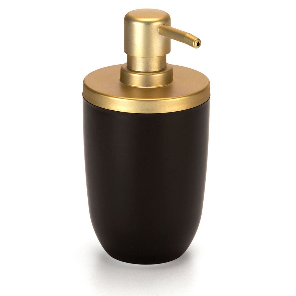Porta Sabonete Líquido 500ml Preto com Tampa Dourada Fosca - 8080 Arhi