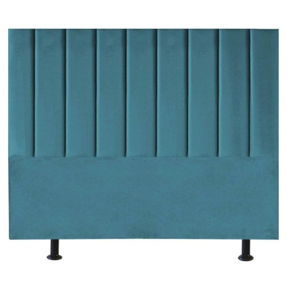 Cabeceira Estofada Cama Casal Queen Size 160 Cm Taís Suede azul Turquesa