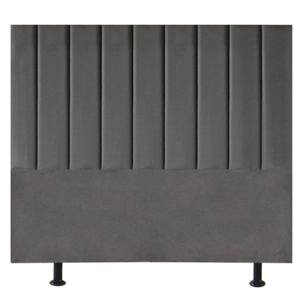 Cabeceira Estofada Cama Box King 195 Cm Paolla Suede cinza