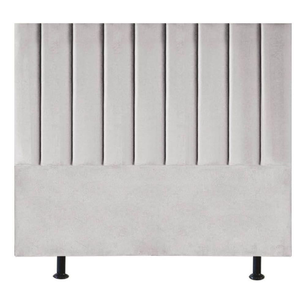 Cabeceira Estofada Cama Casal Queen Size 160 Cm Taís Suede cinza Claro