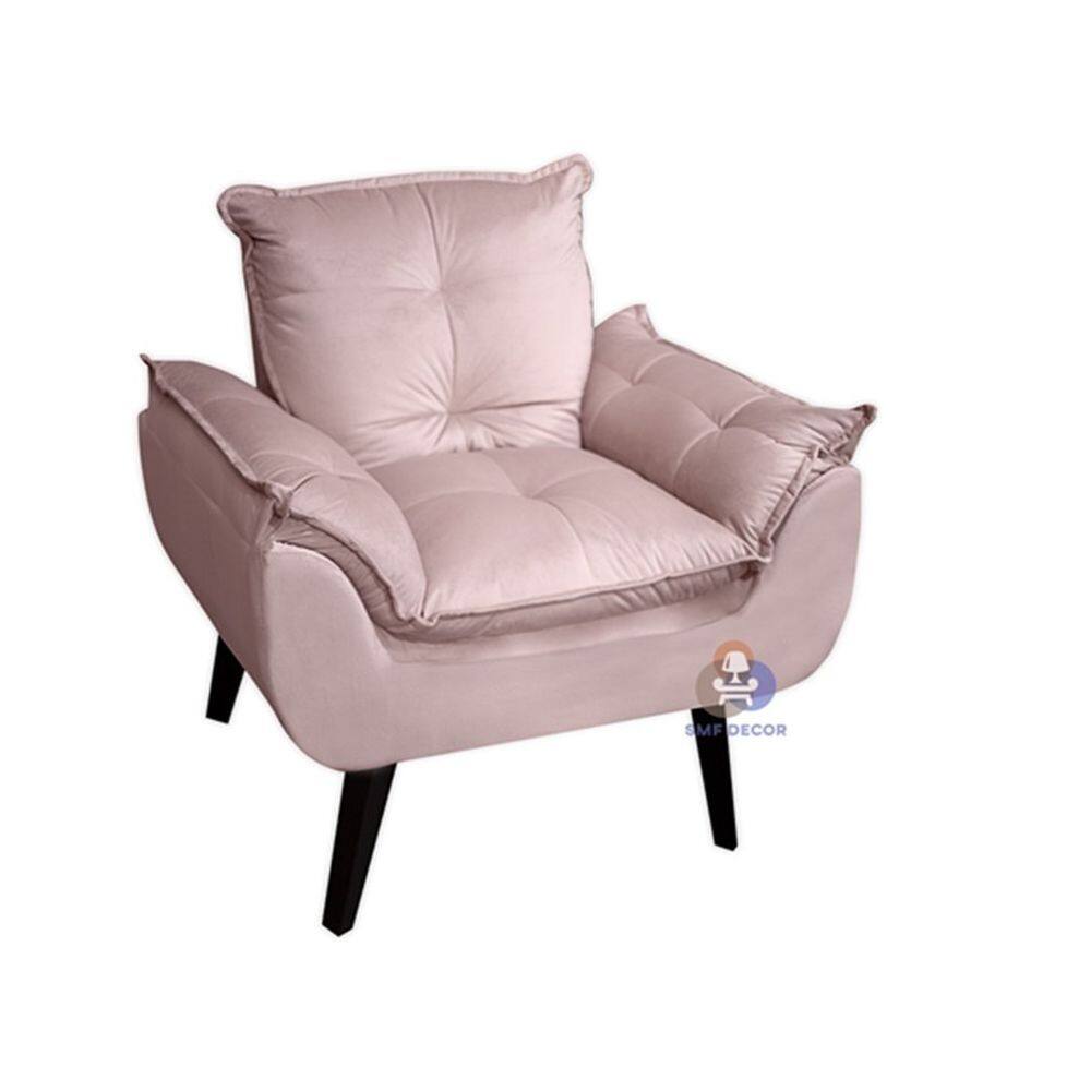 Poltrona/Cadeira Decorativa Glamour Opala Com Pés Quadrado