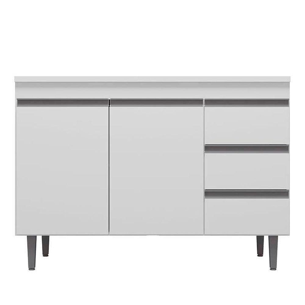 Balcão De Cozinha Andréia Com Tampo 100 Cm Branco - Ajl