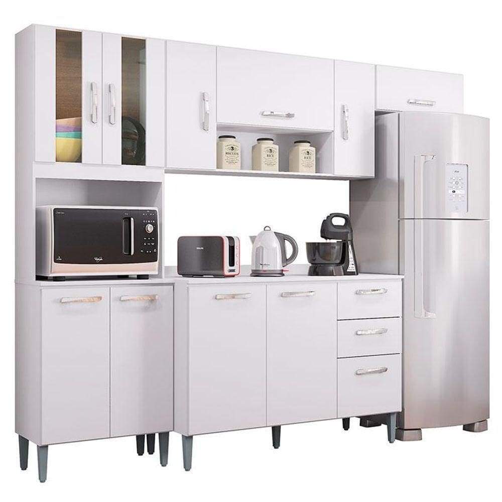Cozinha Lavínia Balcão Com Tampo Branco - Poquema