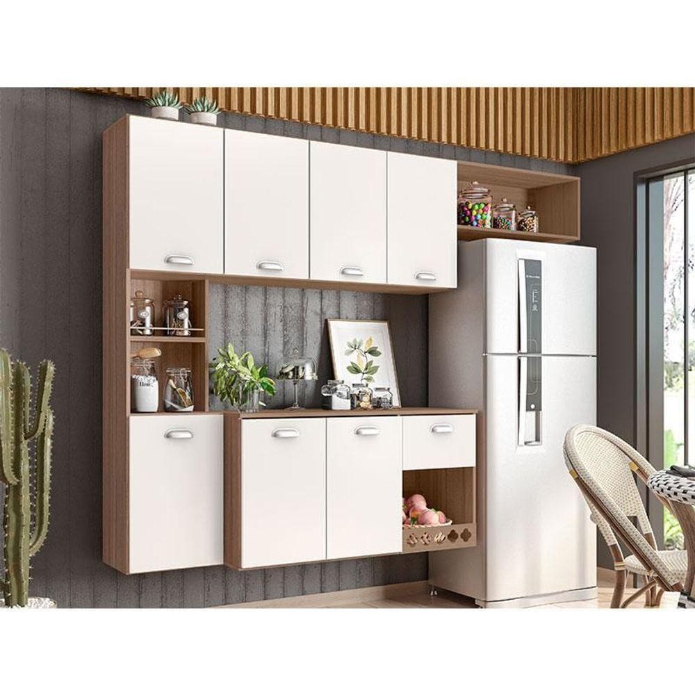 Cozinha Suspensa Ambiente Mila Carvalho Oak Off White - Poliman