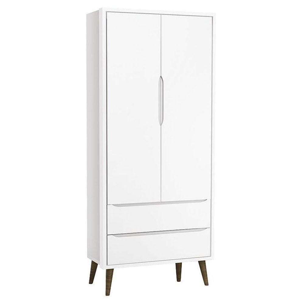 Guarda Roupa Infantil Theo 2 Portas Branco Acetinado Com Pés Amadeirado - Reller