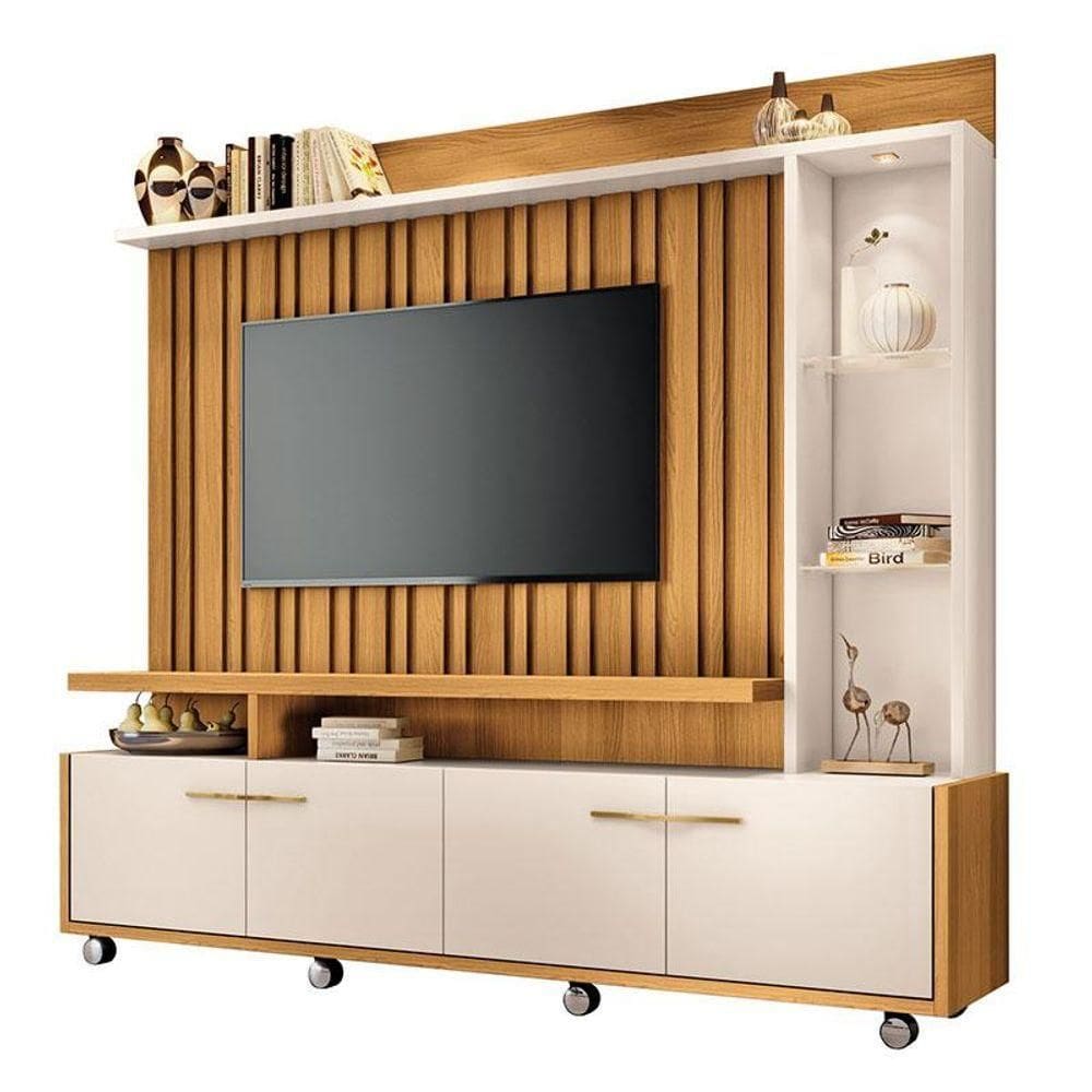 Estante Home Theater Titan Cinamomo Off White - Hb Móveis