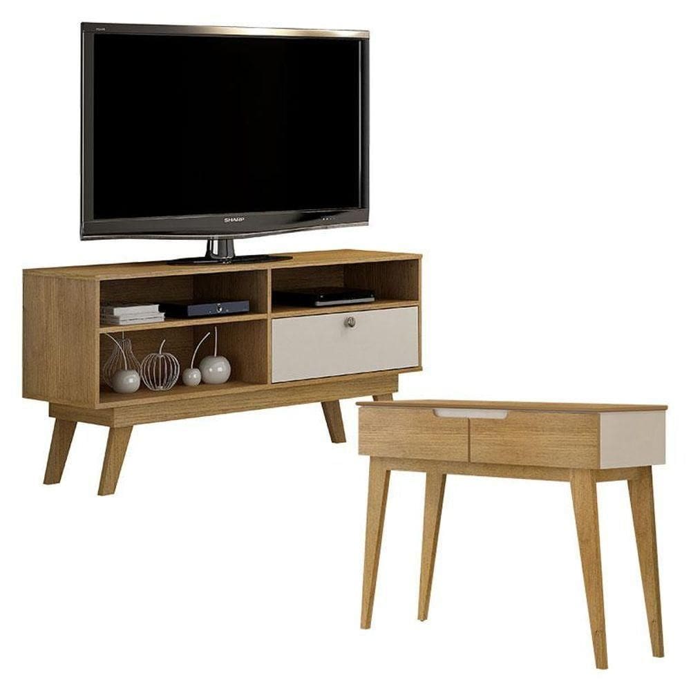 Rack Bancada Houston E Aparador Bellíssima Cinamomo Off White - Valdemóveis