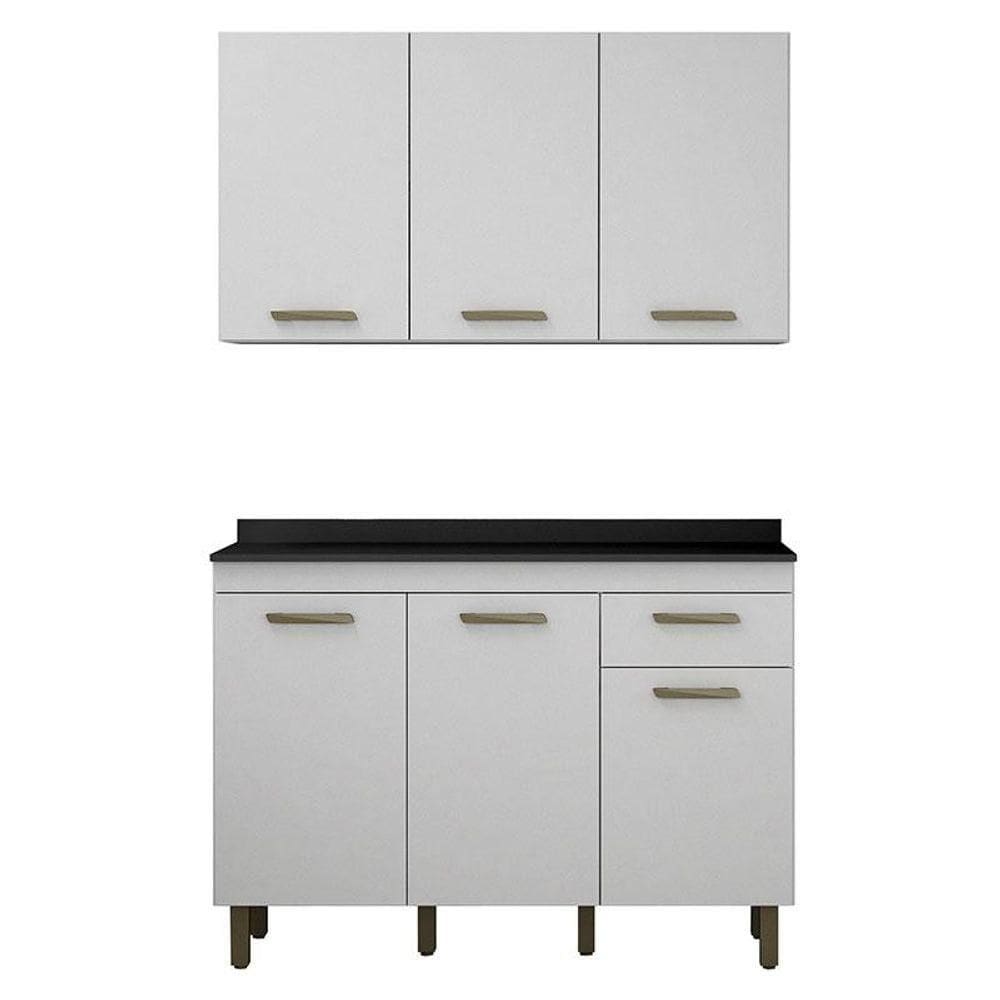 Armário Aéreo E Balcão De Cozinha São Luís Branco - Valdemóveis