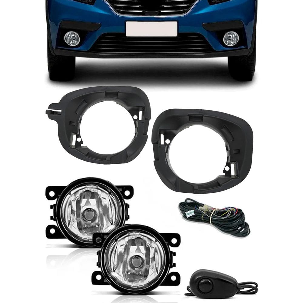 Kit Farol de Milha Neblina Logan 2019 2020 2021 - Interruptor de Alternativo