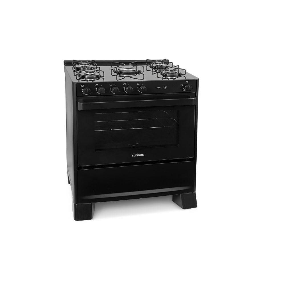 Fogãode Piso Suggar Cook 5 Bocas Mesa de Vidro Preto Bivolt FGV508PT