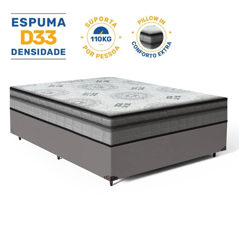 Cama Box com Colchão Espuma D33 Pillow In Anjos Ortosleep Viúva 128x188x57cm