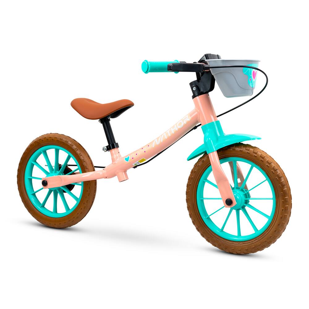 Bicicleta De Equilíbrio Sem Pedal Infantil Aro 12 Bike Balance Love Nathor Com Banco Regulável