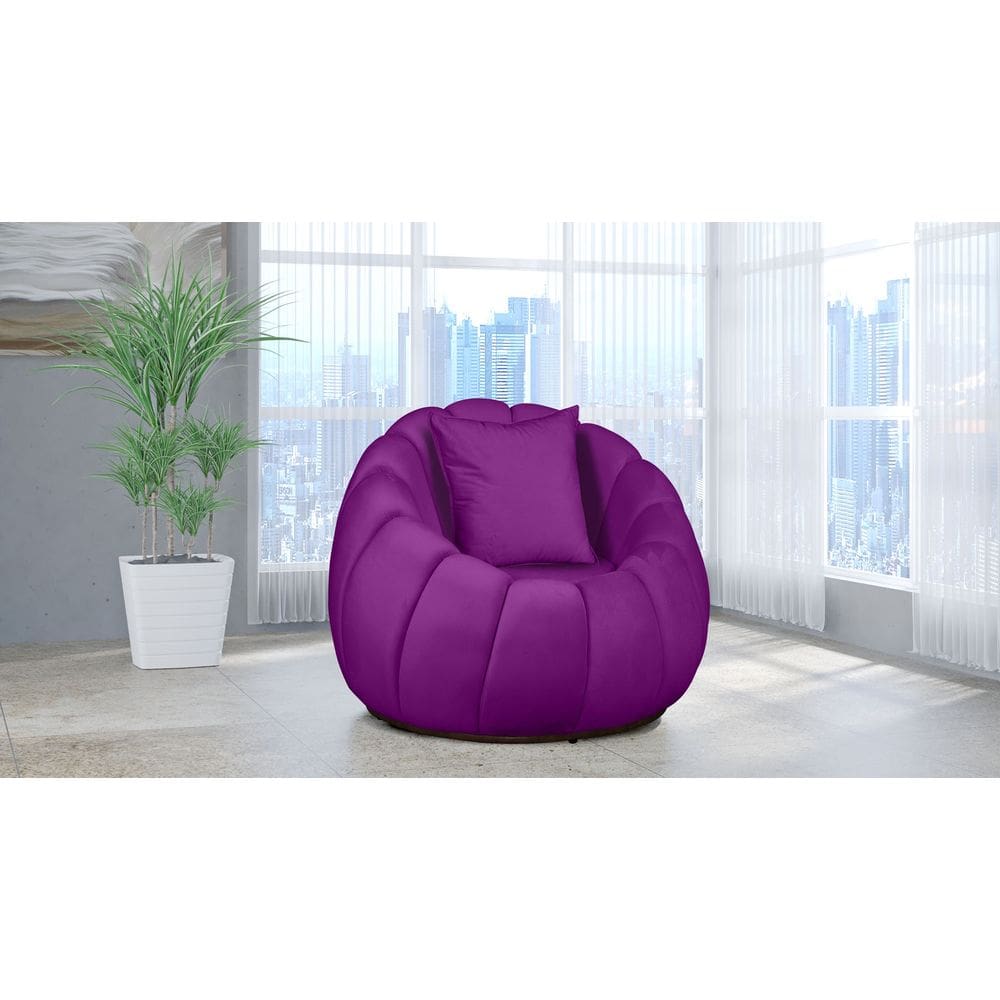 Poltrona Decorativa Concha Almofada Veludo Roxo - Londrilar