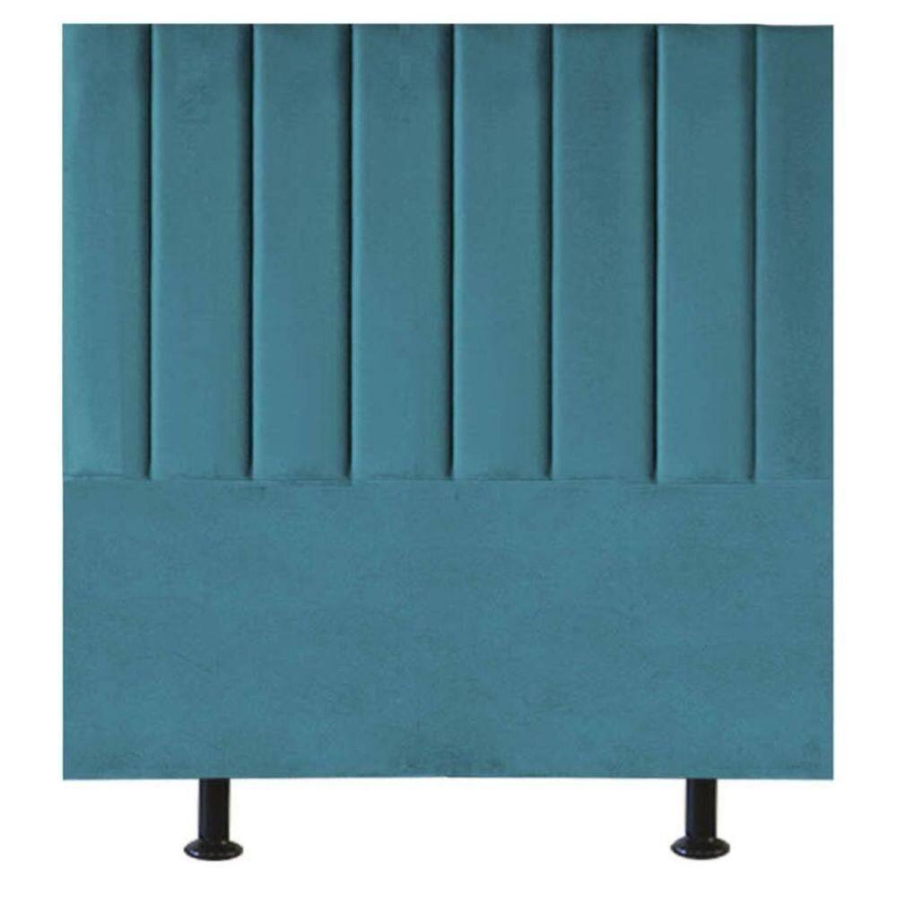 Cabeceira Estofada Cama Box Casal 140 Cm Maisa Suede azul Turquesa