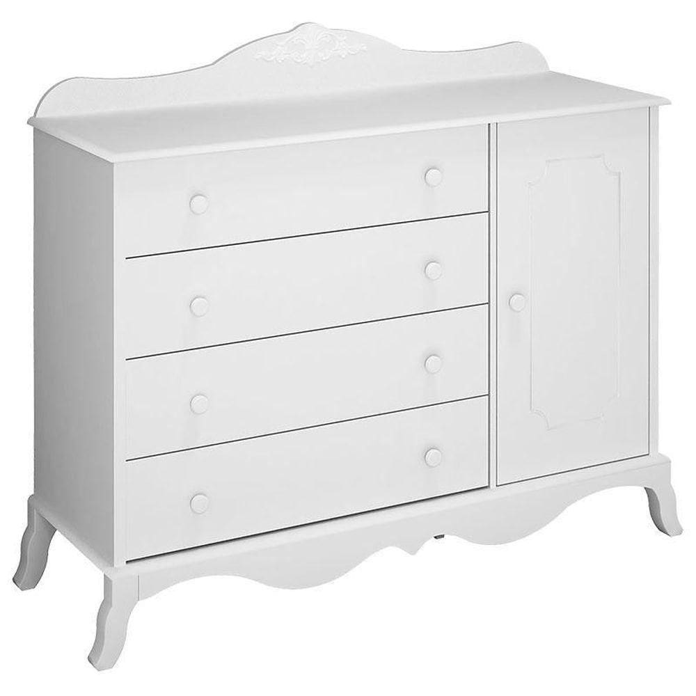 Cômoda Infantil Realeza 1 Porta Branco Acetinado - Canaã