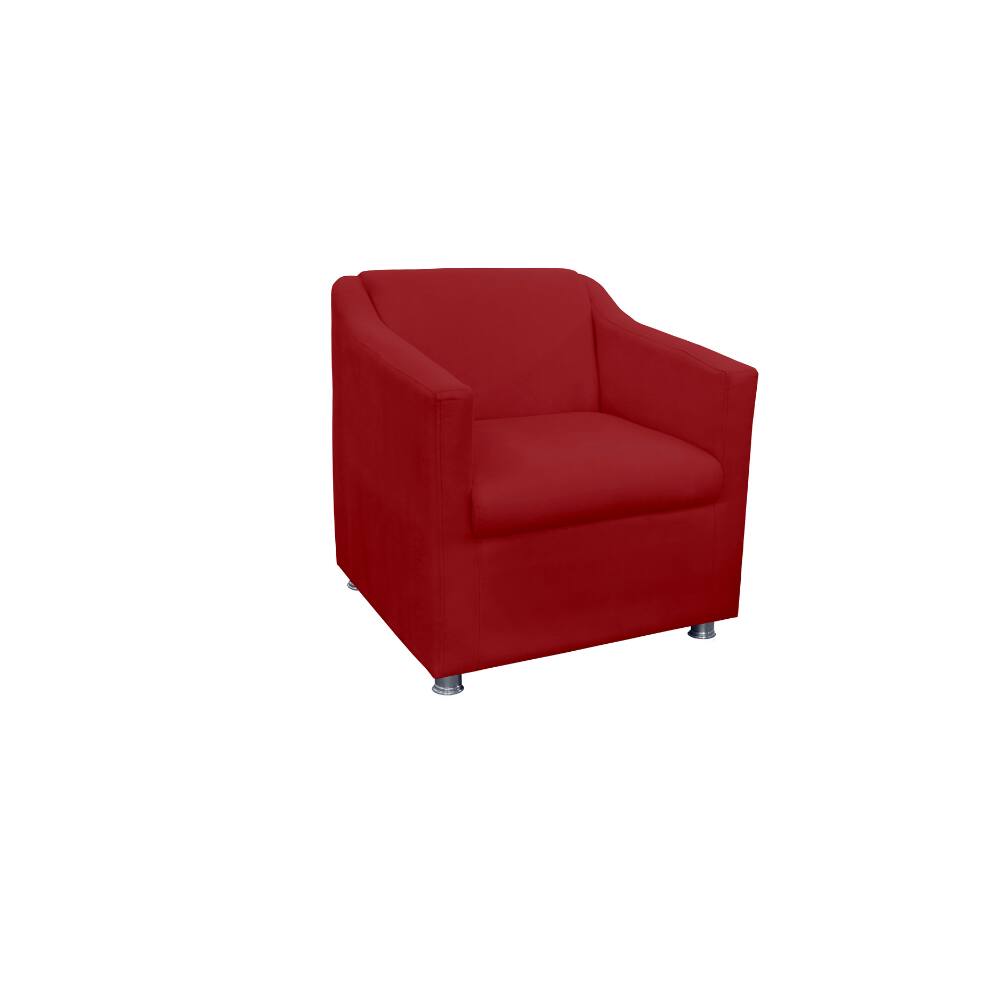 Poltrona Decorativa Tilla Suede Vermelho - Montanaris Decor