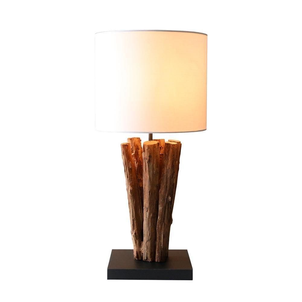 Abajur / Luminária De Mesa O`thentique Modelo Madeira Crua