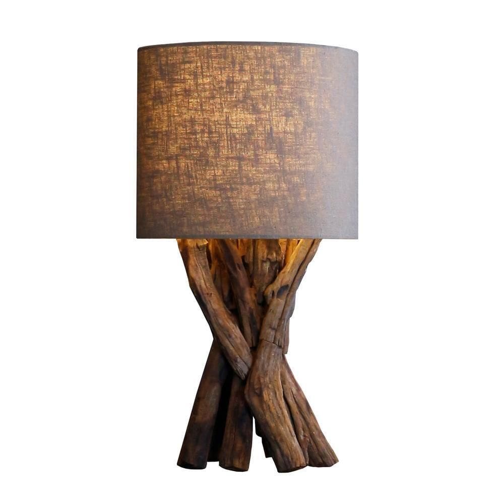Abajur / Luminária De Mesa O`thentique Modelo Madeira Crua