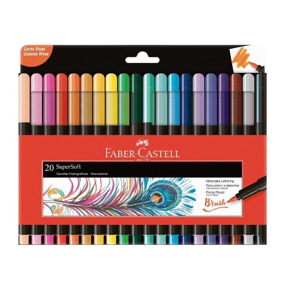 Caneta Faber-castell Supersoft Brush Pen Com 20 Cores