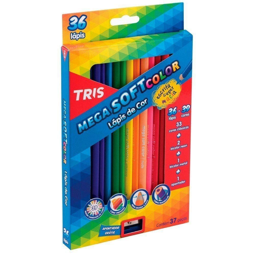 Lápis De Cor Tris Mega Soft Color 36 Cores