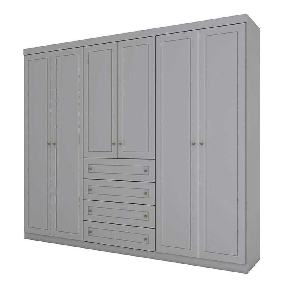 Guarda Roupa Casal Mississipi 6 Portas Cinza - Henn