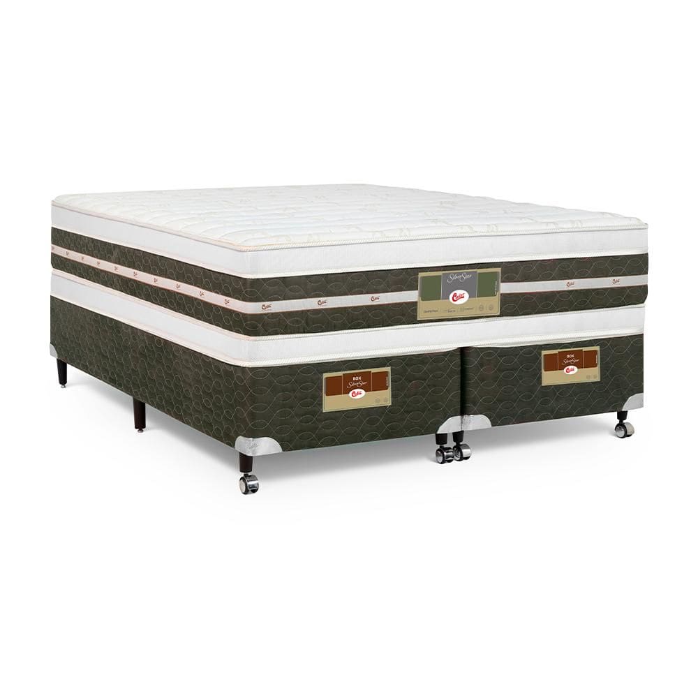 Cama Box + Colchão Castor King Silver Star Air Double Face Tecnopedic 193x203x61cm