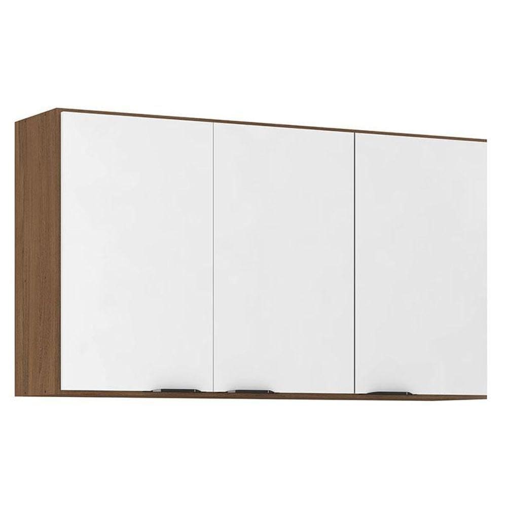 Armário Aéreo Para Cozinha Firenze 3 Portas Amêndola Branco - Demóbile