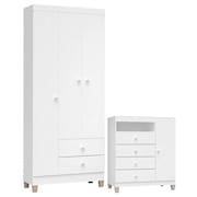 Cômoda E Guarda Roupa 3 Portas Ternura Baby Branco Flex - Incorplac