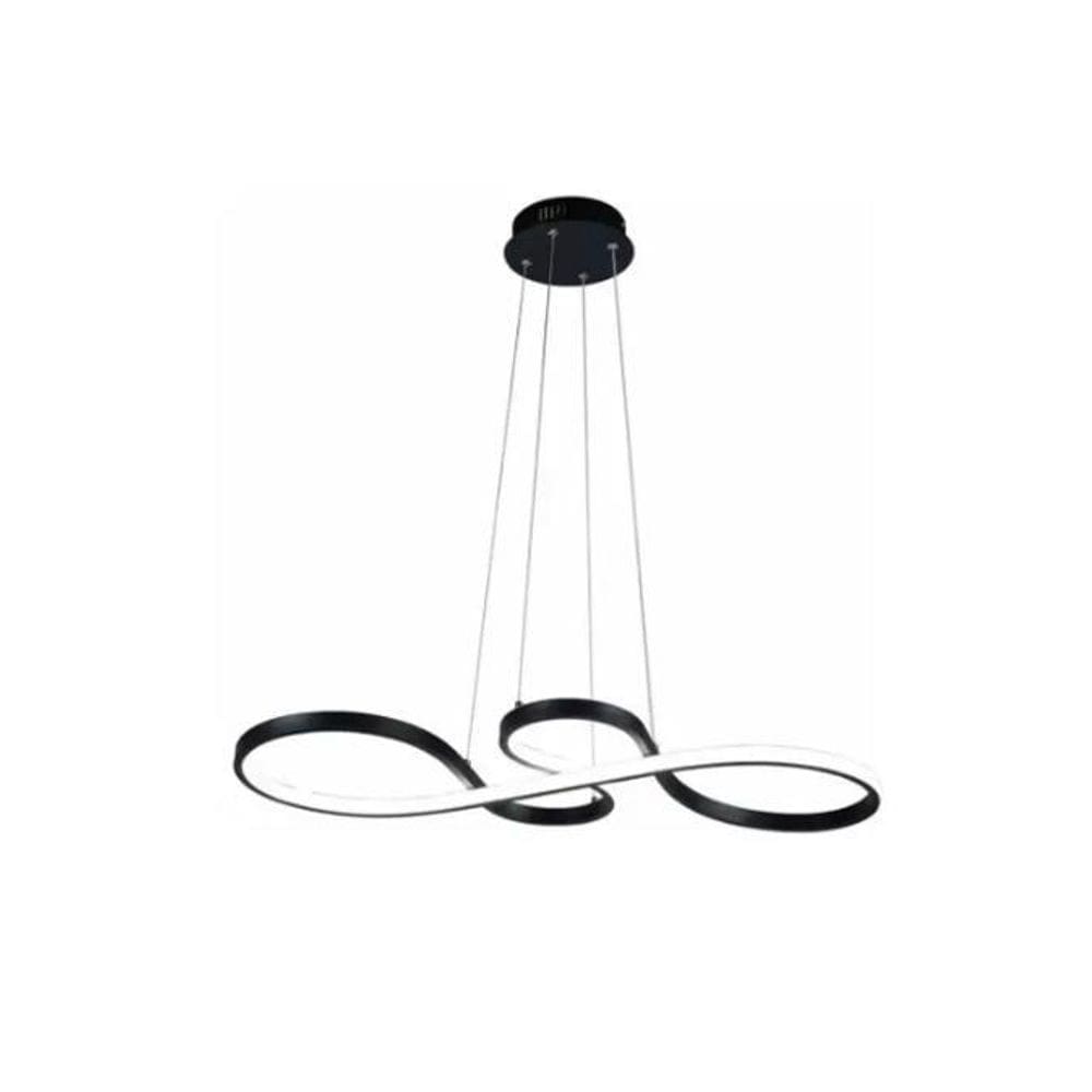 Lustre Pendente LED SMD 40W Design Moderno Preto Luz 3em1