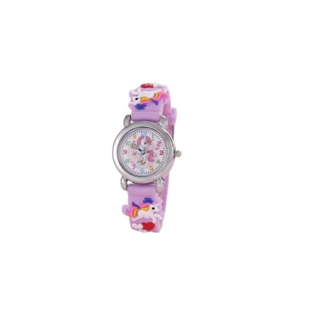 Relógio Unicórnio Pulseira Decorada Lilás