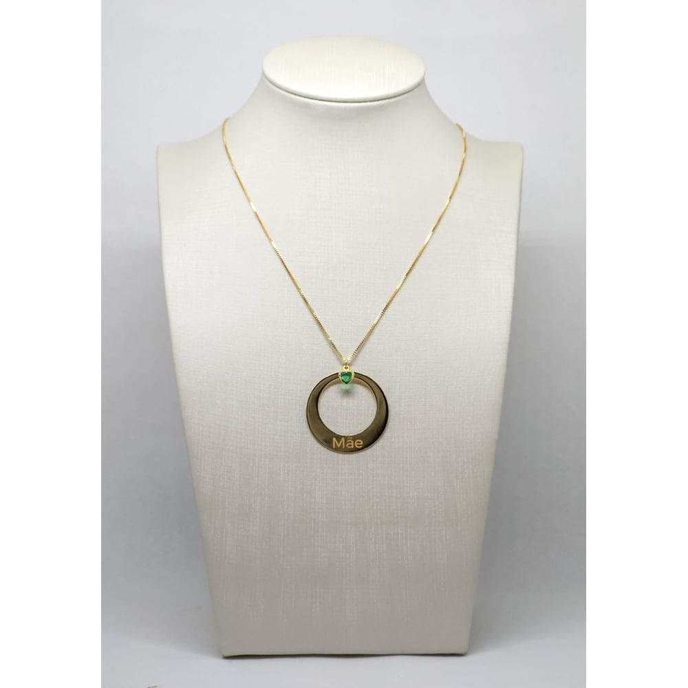 Colar 1 Gravação Círculo Mãe Banhado a Ouro 18k