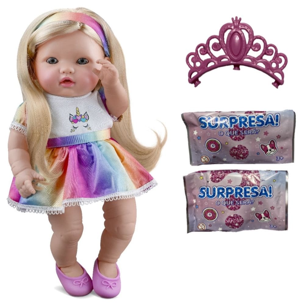 Bebê Reborn Boneca Menina Princesa Unicórnio Com 2 Surpresas