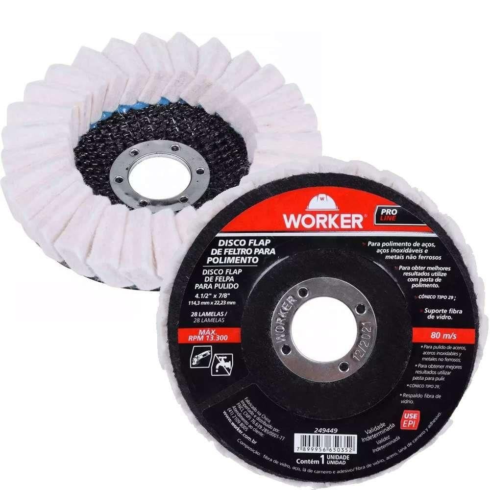 Disco Flap Feltro Inox 114x22mm - Worker 249449