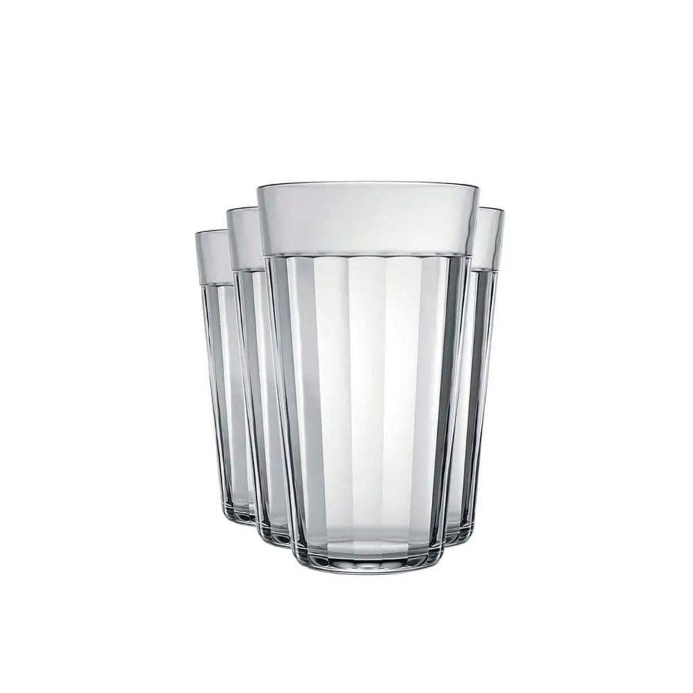 Jogo Copo Vidro Agua Suco Drink Americano 450ml - Kit 4 Unid