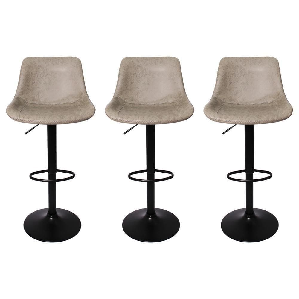 Kit 3 Banquetas Estofadas c/encosto p/Cozinha Gir.Cinza