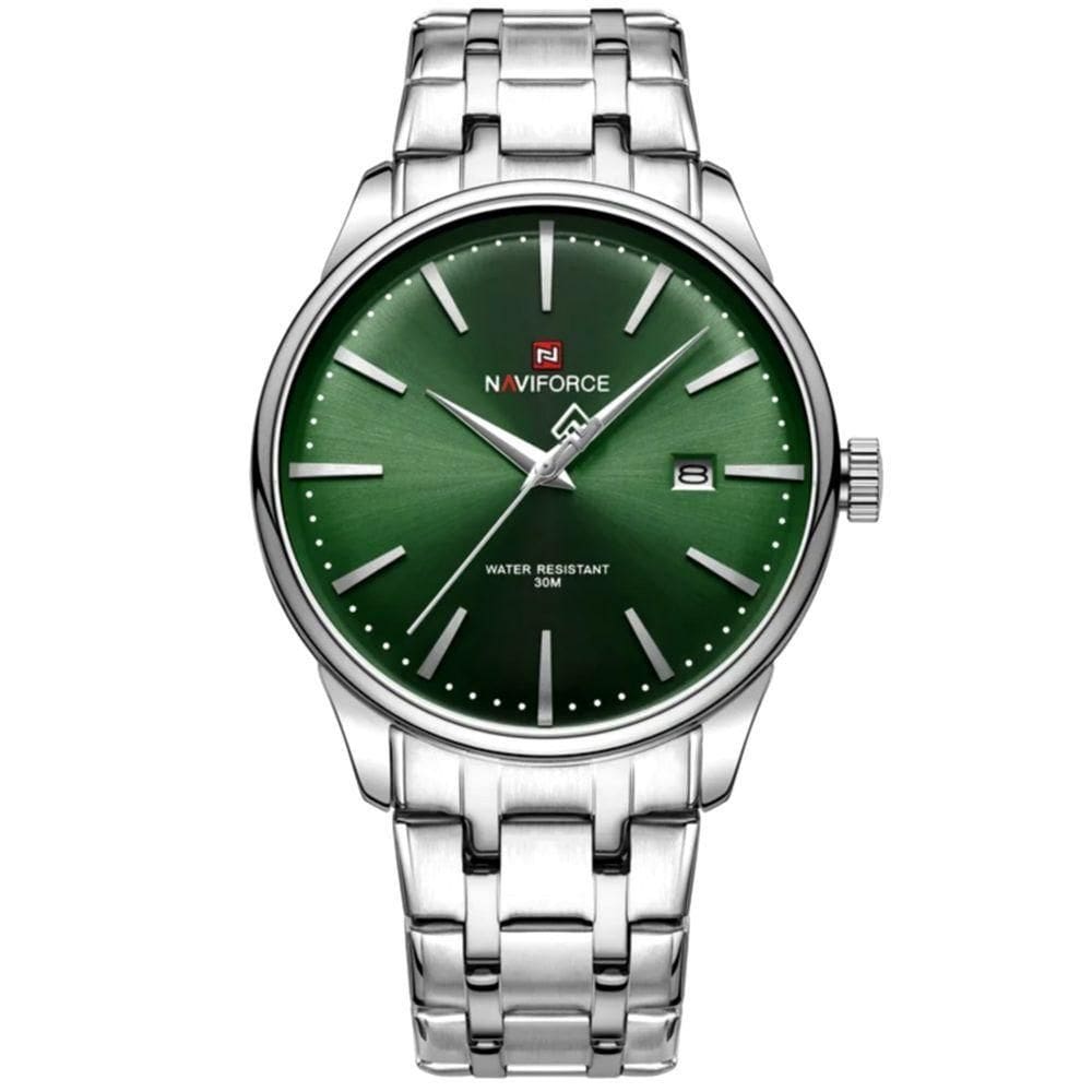 Relógio De Quartzo Masculino Pulseira De Aço Inoxidável Resistente à água Verde