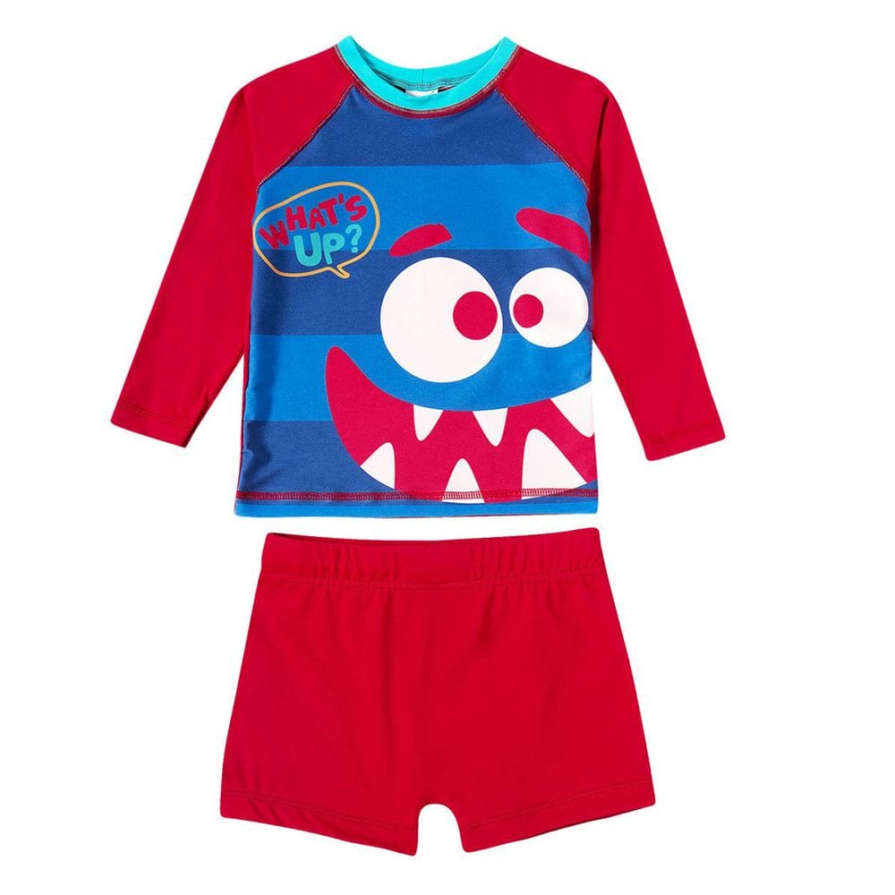 Conjunto Praia Infantil Monstro Divertido Vermelho Tip Top