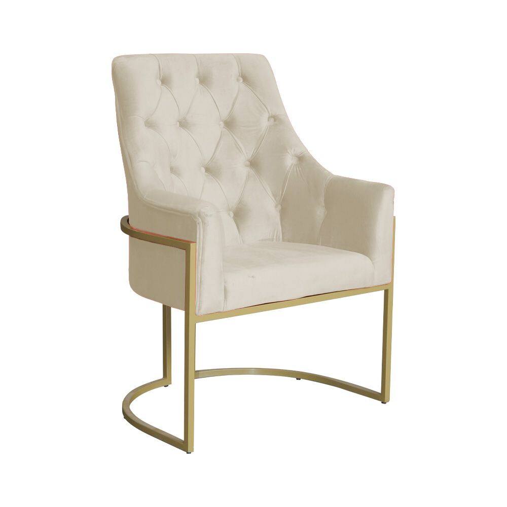Poltrona Decorativa Vick Veludo Bege  - Montanaris Decor