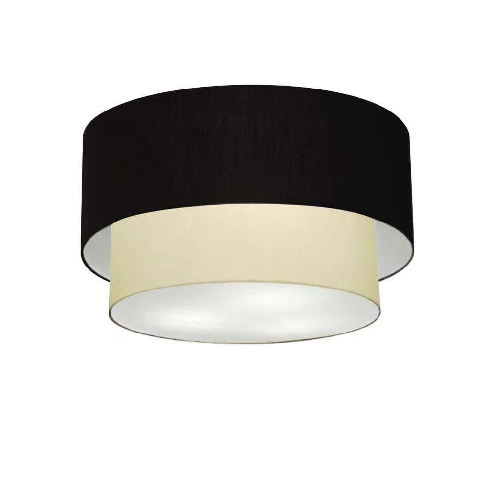 Plafon 40x35cm Cilíndrico Cúpula Preto Bege