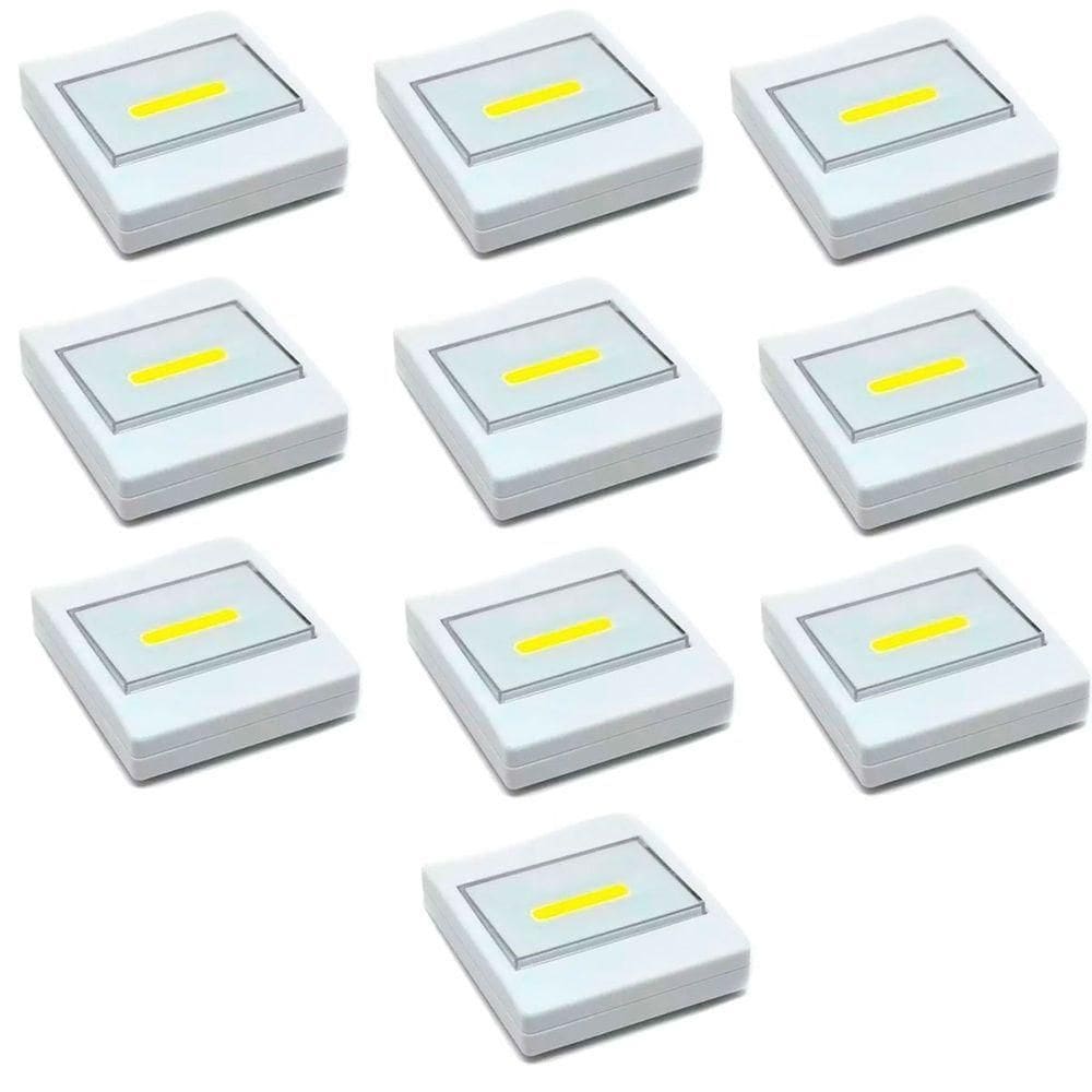 Kit 10 Luminárias Portáteis Interruptor Luz De Led