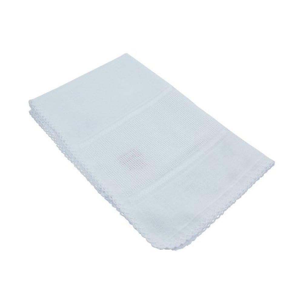 Fraldinha De Boca Ponto Cruz Com Crochet 30x40cm Mabber Cinza
