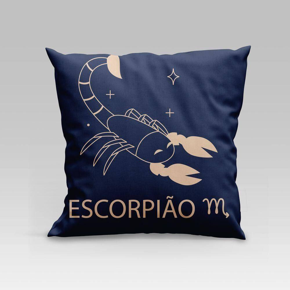 Capa De Almofada Estampada Signos Do Zodíaco Em Veludo Suede 45cm X 45cm Escorpião
