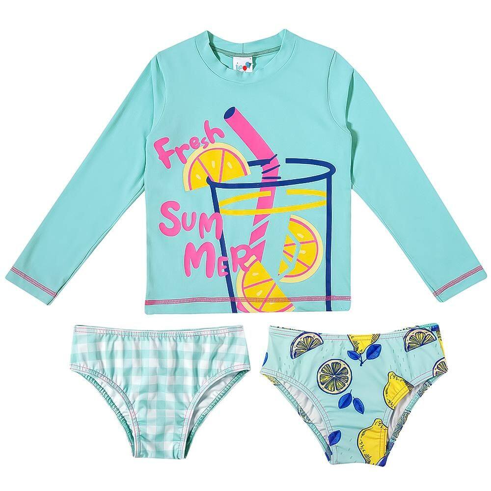 Kit Praia Kids 1 Camiseta + 2 Calcinhas Tip Top Verde Água 2535143K