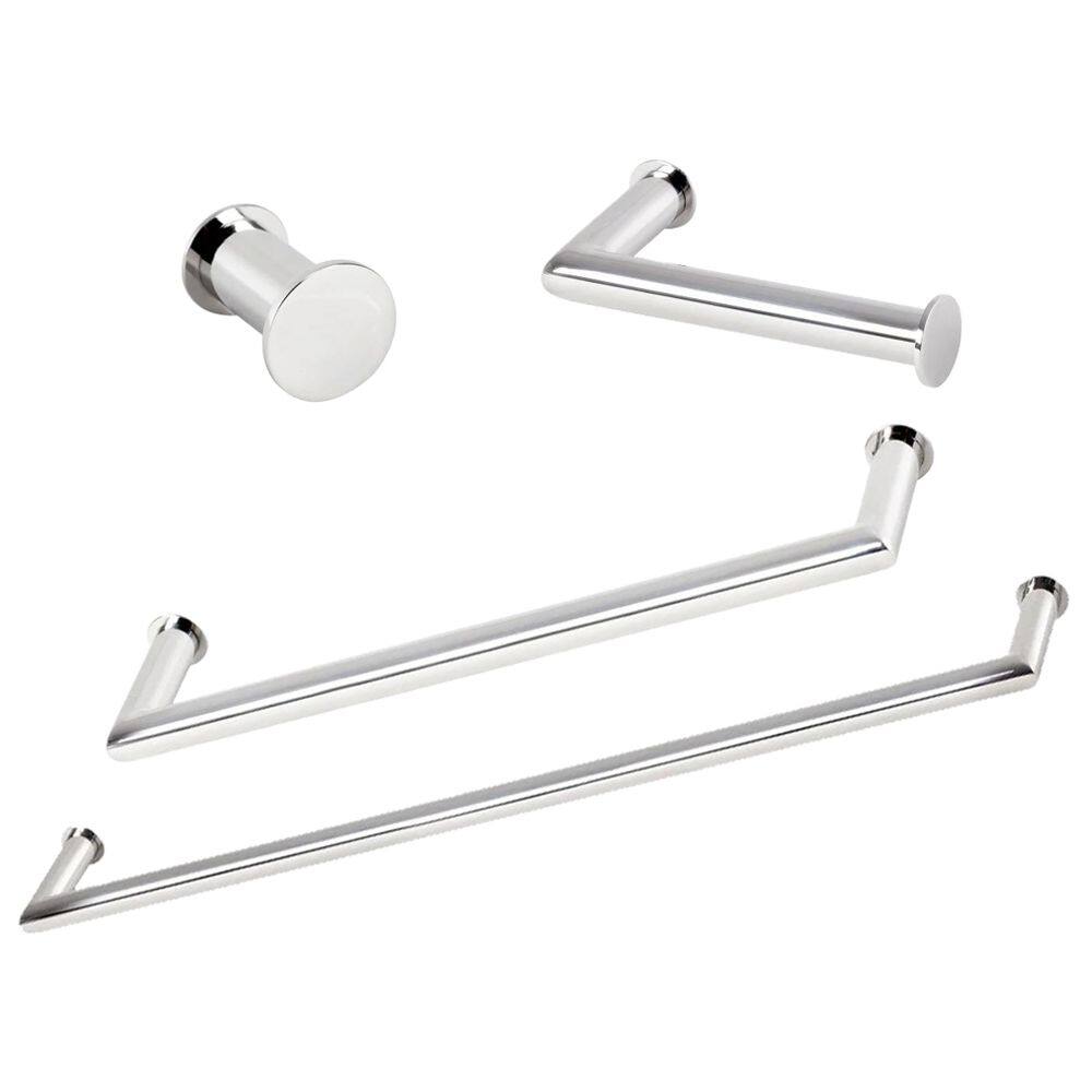 Kit de Acessórios Para Banheiro com 4 Peças em Aço Inox Polido Brilhante Linha Tessália Stainless