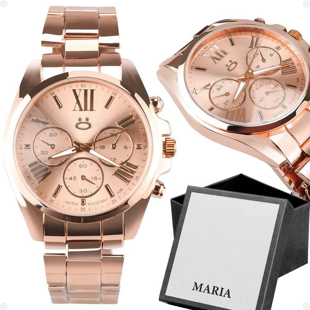 Relogio Feminino Banhado Rose Caixa + Aço Inoxidavel