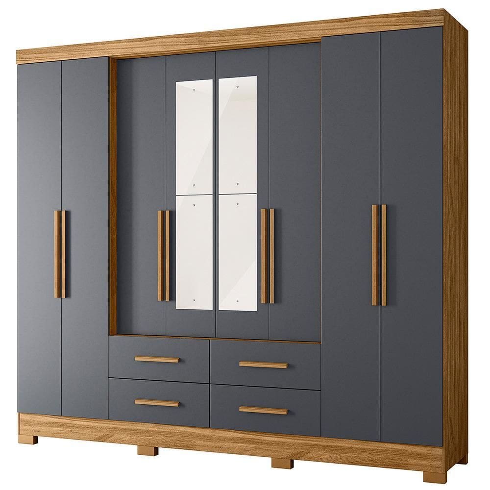 Guarda Roupa Casal San Lorenzo 8 Portas e 4 Gavetas com Espelho - Moval