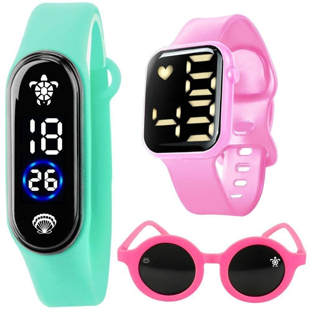Relógio Prova Dagua Infantil Digital + Oculos Verde