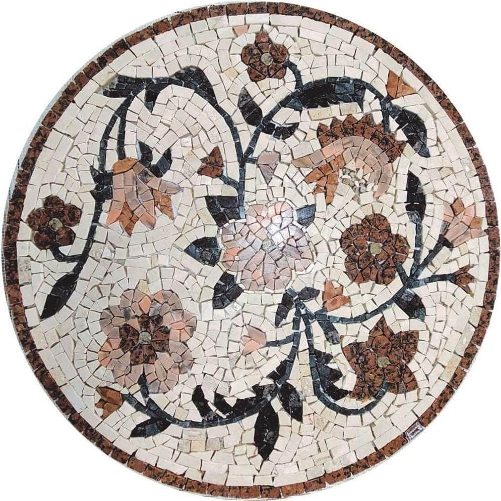 Mandala Mosaico Floral Fantasia Redondo Tamanho 150cm