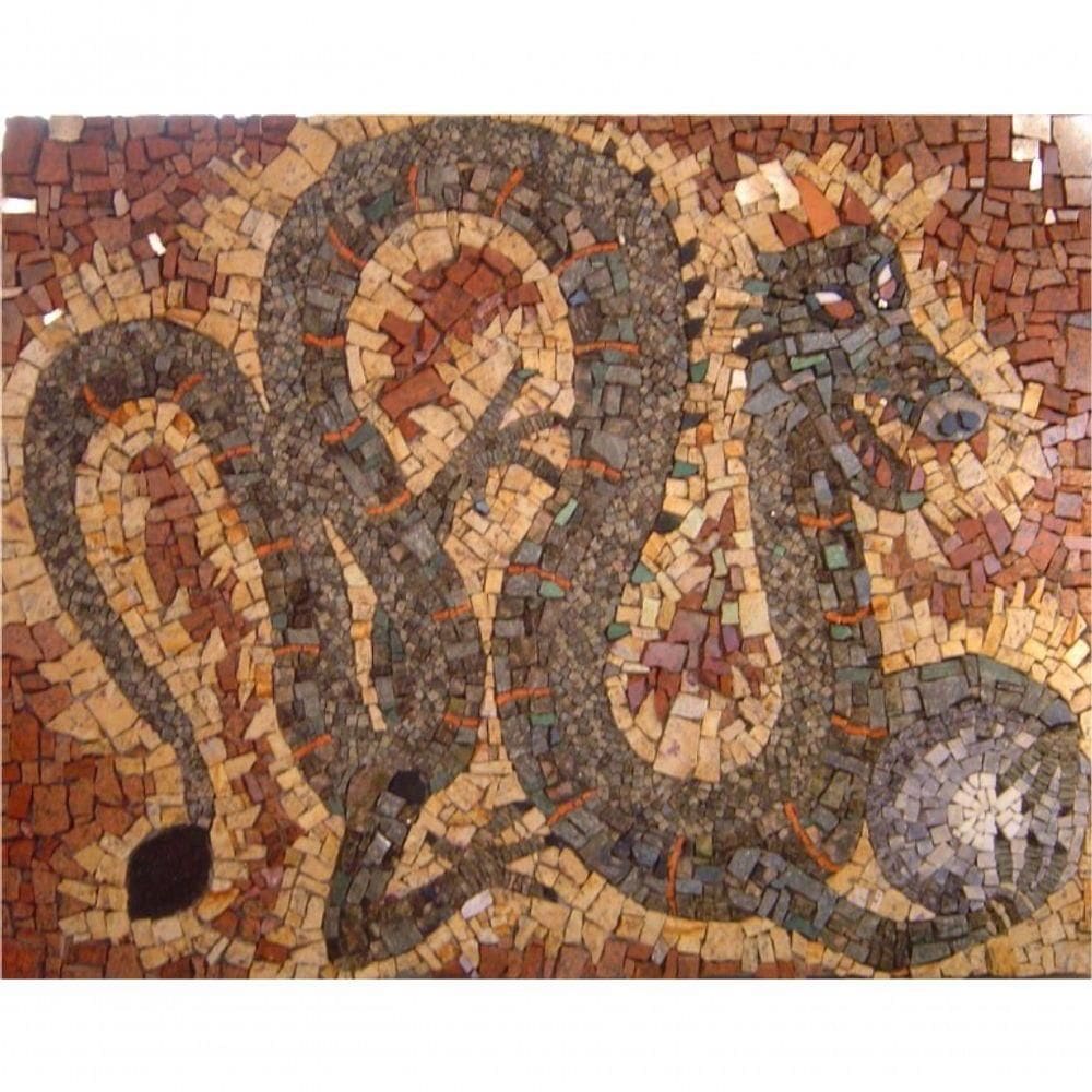 Painel Dragão Verde Em Mosaico 120x150