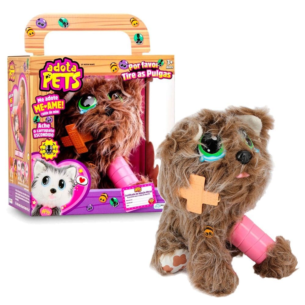 Adota Pets Pelúcia Interativo Bichinhos de Estimação Multikids